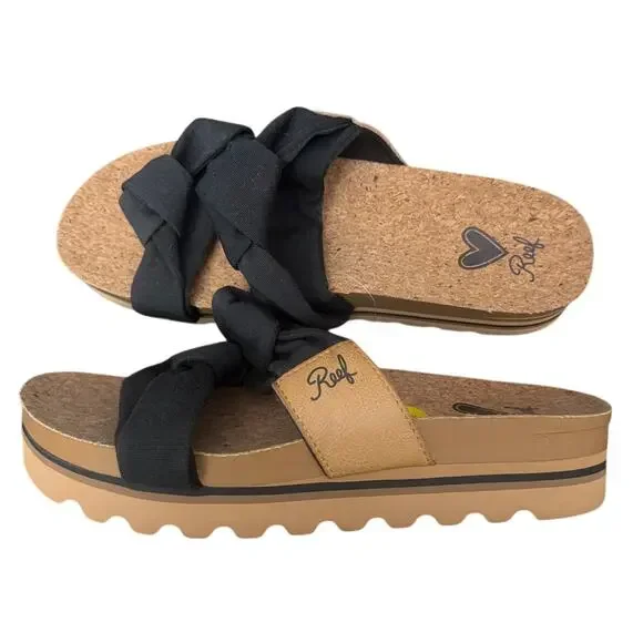 Reef Knotty Vista Hi Platform Slide Sandals Women’s 11 Dusty Black Comfort NWT - Picture 2 of 5